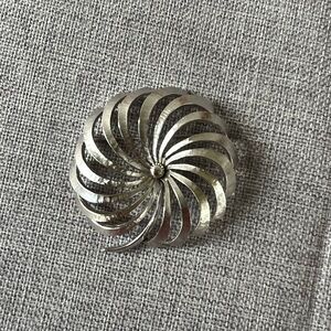 Vintage Monet Silver Tone Swirl Pin Brooch